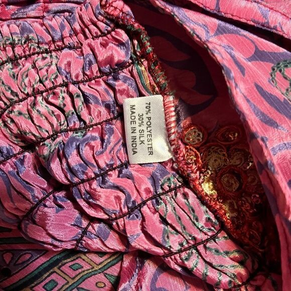 NEW Silk Summer Dress Maxi Gorgeous Full Skirt Pink Purple Floral NEW - Picture 8 of 13